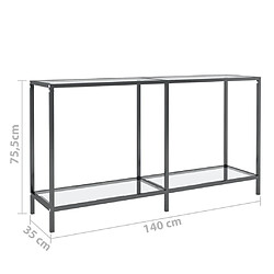 vidaXL Table console Transparent 140x35x75,5 cm Verre trempé pas cher