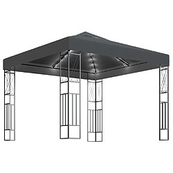 Maison Chic Tonnelle | Pergola avec guirlande lumineuse à LED 3x3 m Anthracite Tissu -GKD65299