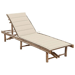 vidaXL Chaise longue de jardin avec coussin Bambou