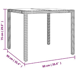 vidaXL Table de jardin plateau en verre Résine tressée verre trempé pas cher