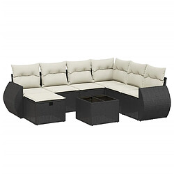 vidaXL Salon de jardin 8 pcs avec coussins noir résine tressée