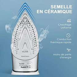 Avis KotiCidsin Fer à repasser, 2400 W (300 ml,Chauffage rapide,système anti-calcaire,anti-goutte,fonction autonettoyante) Bleu