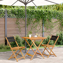 vidaXL Ensemble de bistro 3 pcs noir polypropylène et bois massif 