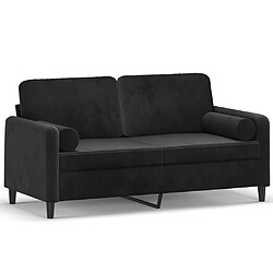 vidaXL Canapé 2 places avec oreillers décoratifs noir 140 cm velours