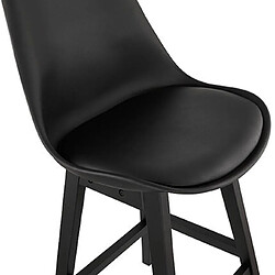 Mes Lot de 2 chaises de bar noires H65 cm avec pieds noirs - ELO pas cher