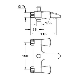 Mélangeur bain-douche bicommande COSTA S sans raccords - GROHE - 25485-001