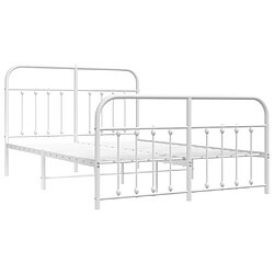 Acheter vidaXL Cadre de lit métal sans matelas et pied de lit blanc 140x190 cm