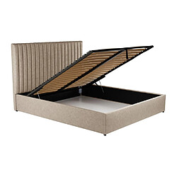 Acheter Vente-Unique Lit coffre 140 x 190 cm avec tête de lit coutures verticales - Tissu - Taupe + Matelas - SARAH