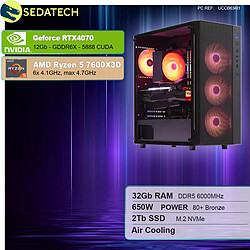 Sedatech PC Gamer • AMD Ryzen 5 7600X3D • RTX4070 • 32Go DDR5 • 2To SSD M.2 • sans OS