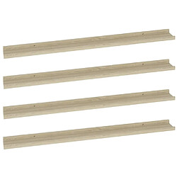 vidaXL Étagères murales 4 pcs chêne sonoma 100x9x3 cm