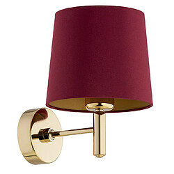 Lumière Applique Plus avec abat-jour rouge (intérieur doré), laiton foncé