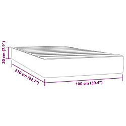 vidaXL Matelas de lit à ressorts ensachés noir 100x210x20 cm velours pas cher