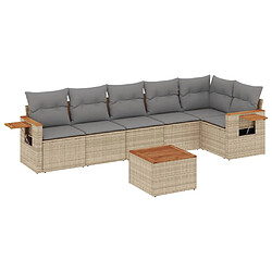 vidaXL Salon de jardin avec coussins 7 pcs beige résine tressée