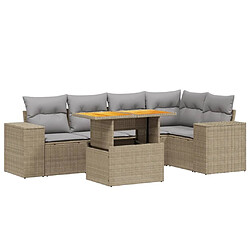 vidaXL Salon de jardin avec coussins 6 pcs beige résine tressée