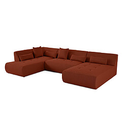 Lisa Design Onyx - canapé panoramique modulable d'angle gauche - 7 places - en tissu mailles 3D Onyx - canapé panoramique modulable d'angle gauche - 7 places - en tissu mailles 3D - Terracotta