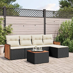 Maison Chic Ensemble Tables et chaises d'extérieur 6pcs avec coussins,Salon de jardin noir résine tressée -GKD978604