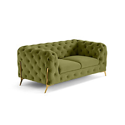 Lisa Design Camden - canapé 2 places chesterfield en velours - pieds en métal doré
