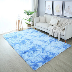 LUUCOZK Tapis à poils longs doux et moelleux pour chambre et salon - Bleu fantastique-50x200cm