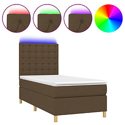 vidaXL Sommier à lattes de lit matelas et LED Marron foncé 100x200 cm