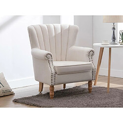 Vente-Unique Fauteuil en tissu crème finition cloutée BATOUMI pas cher