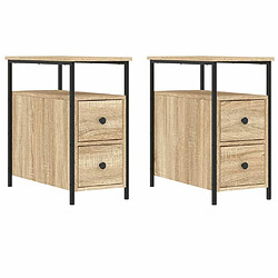 Maison Chic Lot de 2 Tables de chevet,Table de nuit,Table d'appoint pour salon chêne sonoma 30x60x60 cm bois ingénierie -MN23889