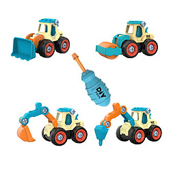 Ensemble de 4 Jouets de Camion de Véhicule de Construction pour Enfants Ensemble de Jeu de Camion D'ingénierie D'anniversaire pour Les Tout-petits Gar