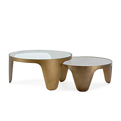 Table Basse Thai Natura Blanc Doré 79 x 35 x 79 cm