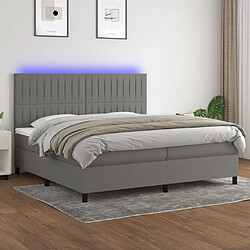 vidaXL Sommier à lattes de lit et matelas et LED Gris foncé 200x200 cm 