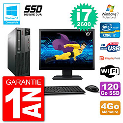 PC Lenovo M82 SFF Ecran 19" i7-2600 RAM 4Go SSD 120Go Graveur DVD Wifi W7 · Occasion 