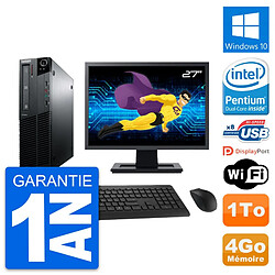 PC Lenovo M81 SFF Ecran 27" Intel G630 RAM 4Go Disque Dur 1To Windows 10 Wifi - Occasion