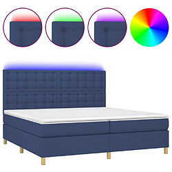 vidaXL Sommier à lattes de lit et matelas et LED Bleu 200x200 cm Tissu