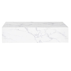 Pegane Table basse, table de salon rectangulaire en marbre coloris blanc - longueur 120 x profondeur 60 x Hauteur 35 cm