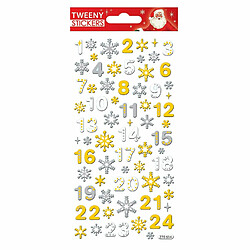 Youdoit Stickers mousse 3D pour Calendrier de l'Avent - Chiffres et Flocons