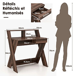 Acheter Helloshop26 Bureau informatique avec rangement et support d'écran repose-pieds pour travailler réviser gaming marron 20_0004843