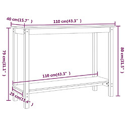 vidaXL Table console Gris 110x40x80 cm Bois massif de pin pas cher