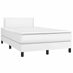 Maison Chic Lit adulte- Lit + matelas,Sommier à lattes de lit avec matelas blanc 120x190cm similicuir -GKD33232