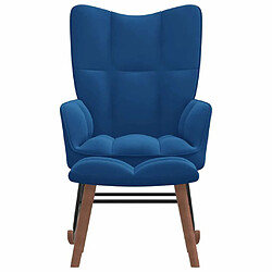 Maison Chic Chaise à bascule avec repose-pied | Fauteuil Relax Bleu Velours -GKD42357