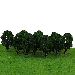 Arbres Modèle 10pcs Modèle Arbres Paysage de Chemin de Fer Train 1:100 Vert foncé