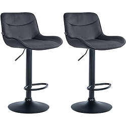 Non Lot de 2 tabourets de bar Vonore velours noir 