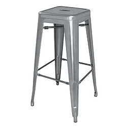 Tabourets Hauts en Acier Galvanisé Gris Métalisé - Lot de 4 - Bolero Bistro