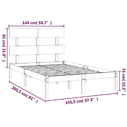 vidaXL Cadre de lit Bois massif 140x200 cm pas cher