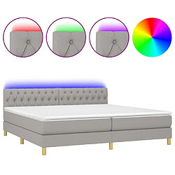 Sommier à lattes et matelas LED,Cadre à lattes de lit pour Adulte Gris clair 200x200 cm Tissu -MN77021