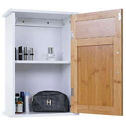 Acheter Decoshop26 Armoire murale de salle de bain en bambou 52x35x21cm blanc 04_0001503