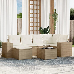 Maison Chic Salon de jardin avec coussins 7 pcs, Ensemble Tables et chaises de jardin, beige résine tressée -GKD254358