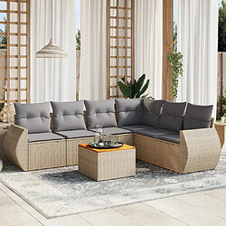 Maison Chic Salon de jardin avec coussins 7 pcs | Ensemble de Table et chaises | Mobilier d'Extérieur beige résine tressée -GKD10229