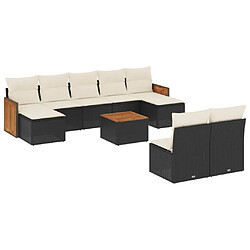 Maison Chic Salon de jardin 10 pcs avec coussins, Ensemble Tables et chaises d'extérieur noir résine tressée -GKD979898