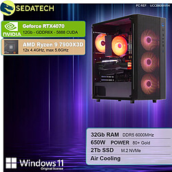 Sedatech PC Gamer • AMD Ryzen 9 7900X3D • RTX4070 • 32Go DDR5 • 2To SSD M.2 • Windows 11