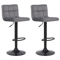 Non Lot de 2 tabourets de bar Feni velours 