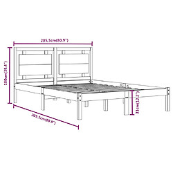 vidaXL Cadre de lit sans matelas blanc 200x200 cm bois massif pas cher