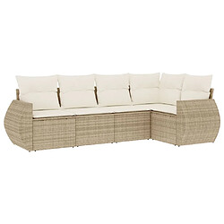 vidaXL Salon de jardin avec coussins 5 pcs beige résine tressée